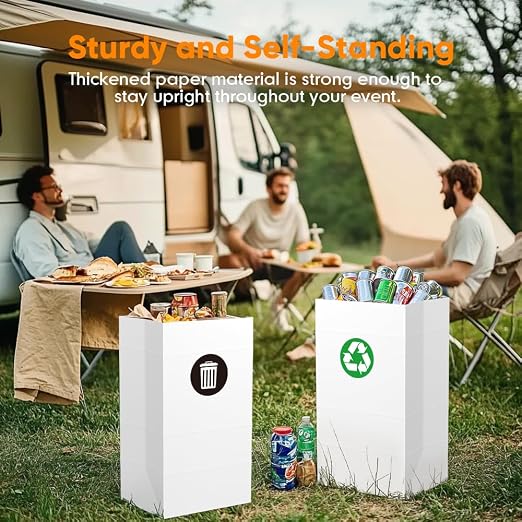 Moryimi 4 Pack Portable Disposable Trash Cans for Parties 30 Gallon | Extra Large Trash Cans for Parties and Events, Disposable Garbage Can for Party (30.7" H x 17" W x 13.4" D)