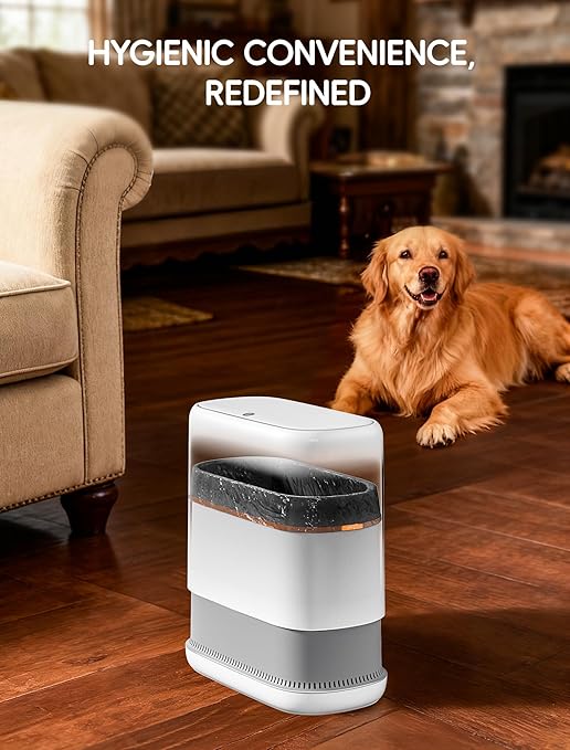Dog Proof Small Bathroom Trash Can with Lid, Slim Press Top Garbage Can, Narrow White Plastic Waste Basket, for Bathroom Bedroom Office 3.1 Gal with 5 Rolls 75 Trash Bags