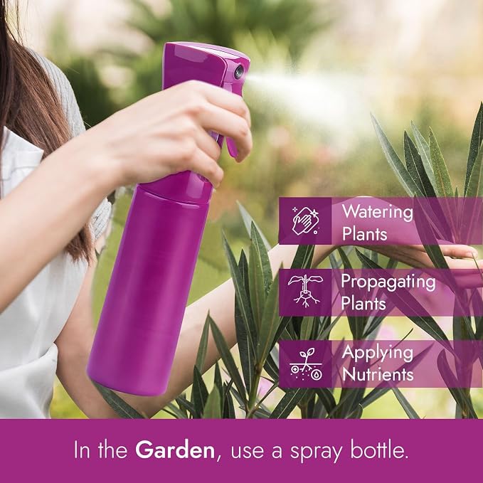 VIGOR PATH Continuous Mist Purple Spray Bottle 300ml Fine Mist for Hair | Ultra Fine Atomizer Leak Proof Ergonomic Construction 360 Refillable