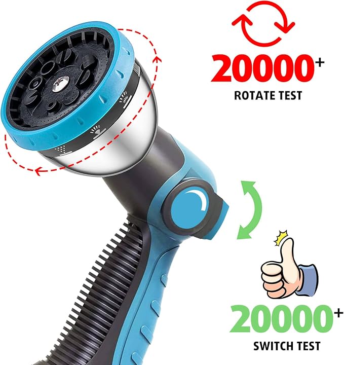 AyayaBoss Garden Hose Nozzle, Durable High Pressure Water Hose Sprayer Nozzle with 10 Patterns for Watering Plants, Washing Cars, Cleaning Patio, Showering Pets (Pack of 2)