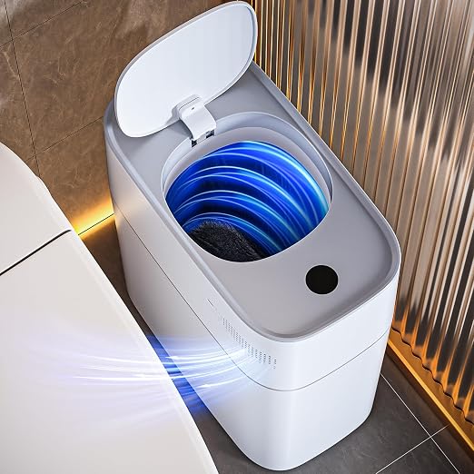 funest Smart Bathroom Trash Can with Lid, 3 Gallon | Motion Sensor Trash Can, Slim Automatic Garbage Can, Small Trash Can for Bathroom, Bedroom & Office, Bag-Holding Design