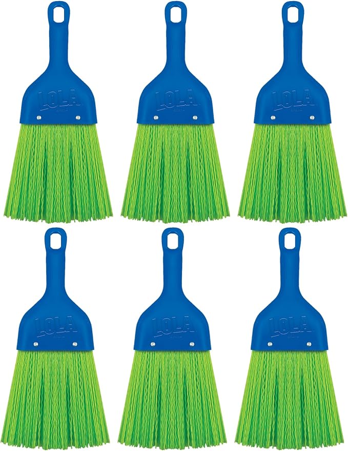 LOLA Whisk Broom, Hand Brush, 6 Pack Durable Bristles, Whisks Away Dirt & Debris, Compact, Hang Hole for Easy Storage, Indoor/Outdoor