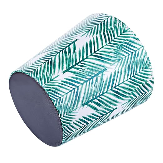 Paper Wastebasket Without Lid PU Leather Round Decorative Trash Bin Garbage Can Dustbin for Hotel Dormitory Kitchen Bedroom Bathroom Office Green Leaves