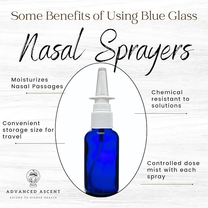 Cobalt Blue Glass 1 oz with Nasal Sprayer - EMPTY, Refillable, Travel Size, Quality Glass! (6 Pack)