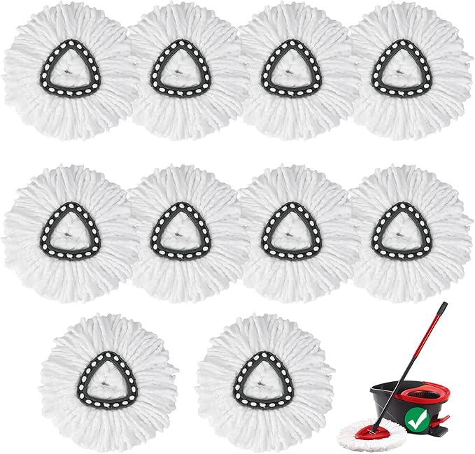 10 Pack Spin Mop Replacement Heads,100% Microfiber Mop Head,Deep Cleaning | Mop Heads Replacements Compatible with Cedar,360°Mop Replace Head for Floor Cleaning,Machine Washable & No Shedding