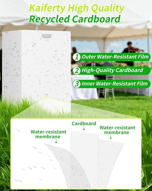 Kaiferty 13 Gallon Disposable Trash Cans for Parties, 4 Pack Extra Large Collapsible Pop Up Trash Can with Handles, Portable Cardboard Garbage Can & Recycling Bin for Party Kitchen Camping, White