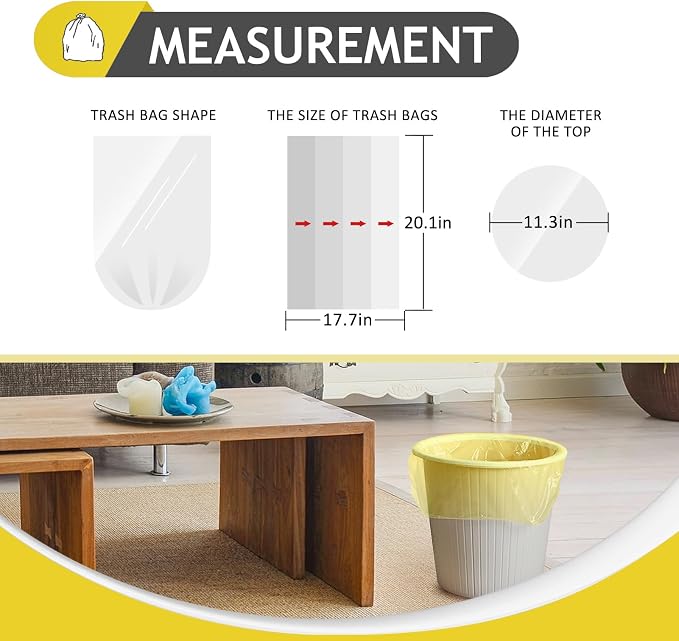 Teivio Small Yellow Trash Bags 4 Gallon 160 Count Kitchen Garbage Bags | Fit 12-15 Liters,3.5,3.8,4,4.5Gal,Multicolor Mini Plastic Waste Basket Bins Can Liners for Bathroom Office Car dog poop bags