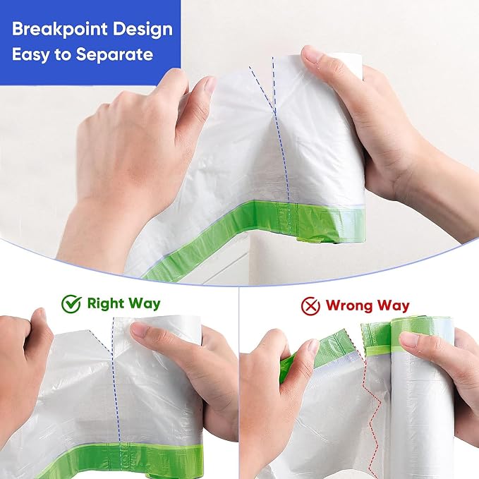 75 Counts 4 Gallon Trash Bags - 1.1 Mil Thick Drawstring small trash Bags for Bathroom, Kitchen, Bedroom, Office Toilet Home (Green-Yellow, 75Counts)
