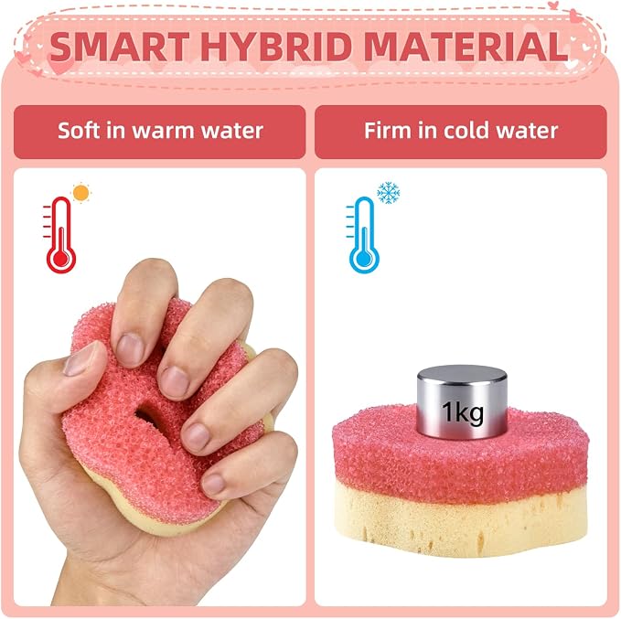 CLEANGOR 6Pcs Scrub Sponges, Dual-Sided Temperature-Controlled Dish Sponges | Scratch-Free, Easy to Clean, Kitchen Cleaning Sponges for Tough Stains, Delicate Surfaces, Glassware, Cookware, Appliances