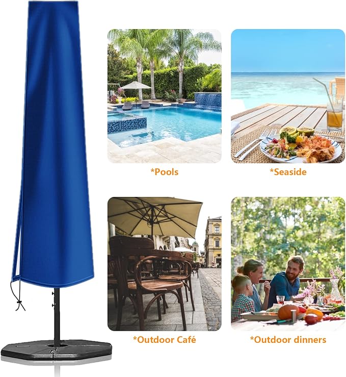 OKPOW Patio Umbrella Cover Waterproof: Fit 9ft to 12ft Outdoor Umbrellas | 420D Oxford with Long Zipper, Protect Umbrella from Sun, Rain, Snow & Dust, Helping Extend Outdoor Umbrella's Life