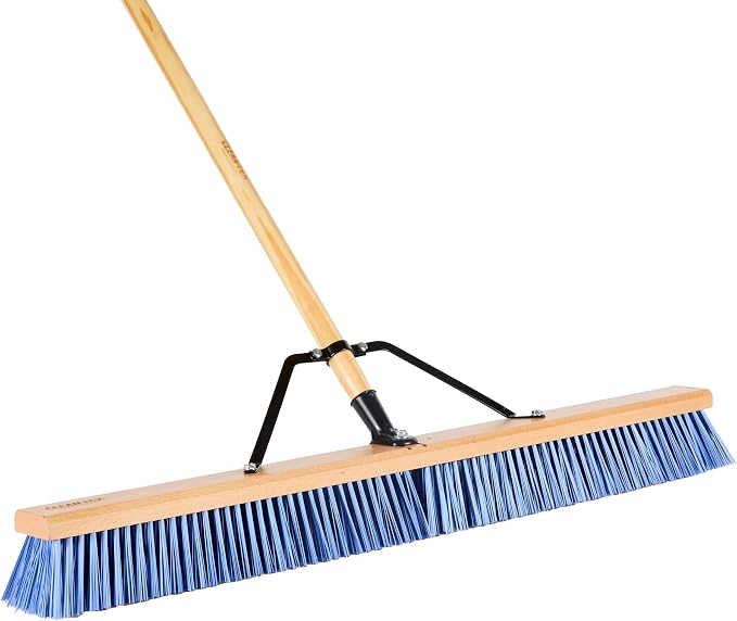 Restaurantware-BROOM HEAD ONLY: Clean Tek Professional 36-Inch Broom Head, 1 Heavy-Duty Push Cleaning Tool - Handle And Brace Sold Separately, Heavy Plastic Bristles, Wooden, Commercial Use