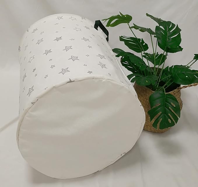 Round Star Pattern Laundry Hamper Storage Basket Fabric Material Storage Hamper Organization Basket, Storage Bin, Gift Box with Handles for Room