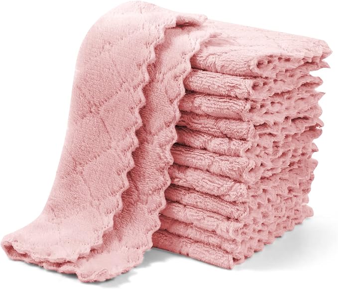 UMANI 12 Pack Microfiber Cleaning Cloths Reusable Textured Cleaning Rags | 10 x 6 Inch, Soft Absorbent Quick-Dry Cloths for Kitchen, Bathroom, Countertop and Household Cleaning
