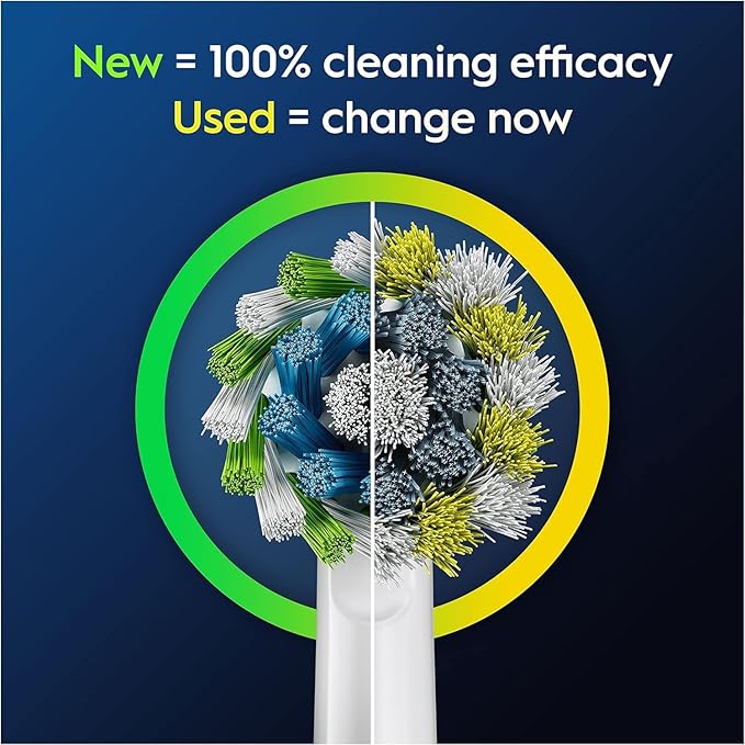 Oral-B Pro Cross Action Electric Toothbrush Head, X-Shape and Angled Bristles for Deeper Plaque Removal, Pack of 8 Toothbrush Heads, White