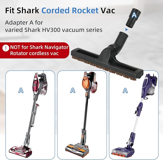 Hardwood Floor Brush Vacuum Attachment Compatible with Shark Corded Stick Rocket HV301 HV322, 1-1/4" Horsehair Brush Accessory with Adapter (Hardfloor Brush)