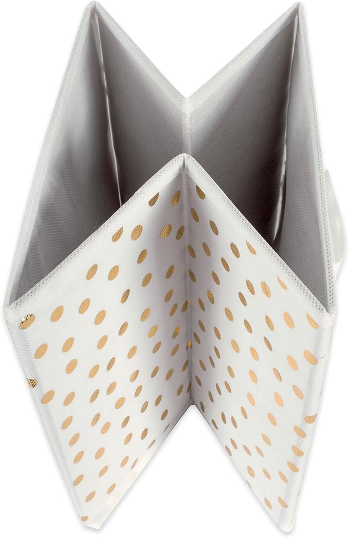 DII Woven Polyester Storage Bin, Polka Dot, White & Gold, Small Set of 4
