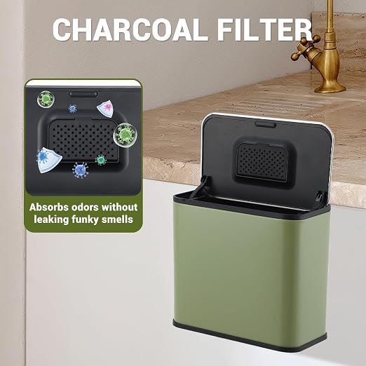 1.3 Gallon/5L Stainless Steel Step Trash Can, Soft Close Garbage Bin with Detachable Inner Bucket,Fingerprint Resistant,Dual-Use Waste & Recycling Container for Home Kitchen, Bathroom and Office