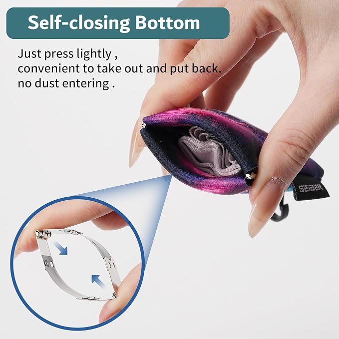 SEIBER Microfiber Glasses Cleaning Cloth with Keychain, Dark Green, 2PCS | For Eyeglasses, Phone ,Camera & Screens, Neoprene Pouch Included,self-closing Bottom, Ultra-Soft, Scratch-Free