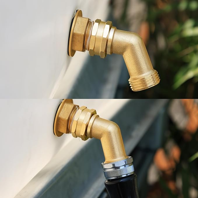 SIGURANTA Garden Hose Elbow Connector 45 Degree Solid Brass 3/4", 1 Pack | Solid brass 45° elbow with 3/4" GHT thread, stops hose kinks, leak-free flow for yard, car wash & balcony irrigation