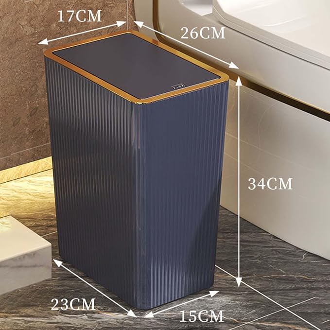 Narrow Garbage Can Kitchen Wastebasket with Press Type Lid Trash Can with Lids for Toilet Study Entryway Garage Laundry Room, 15L Blue