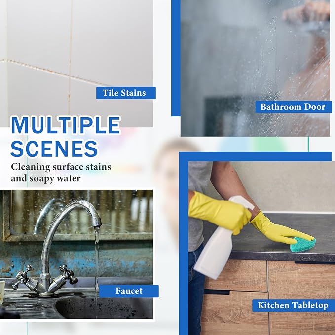 Baderke 4 Pcs Tub Tile Scrubber Cleaning Brush Pad (Without Handle), Blue | for Shower Bathroom Buildup Toilet Wall Floor, Brush Non-scratch Scouring Pads, Kitchen Sponges for Cleaning Home