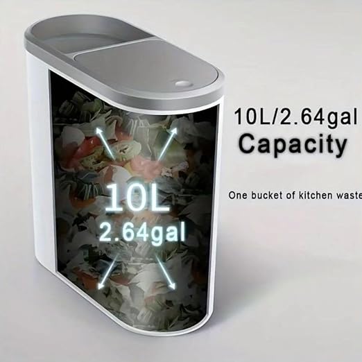 Ultra-Thin 2.7 Gallon Plastic Trash Can with Lid, Narrow White Wastebasket for Living Room, Bedroom, Office, Kitchen