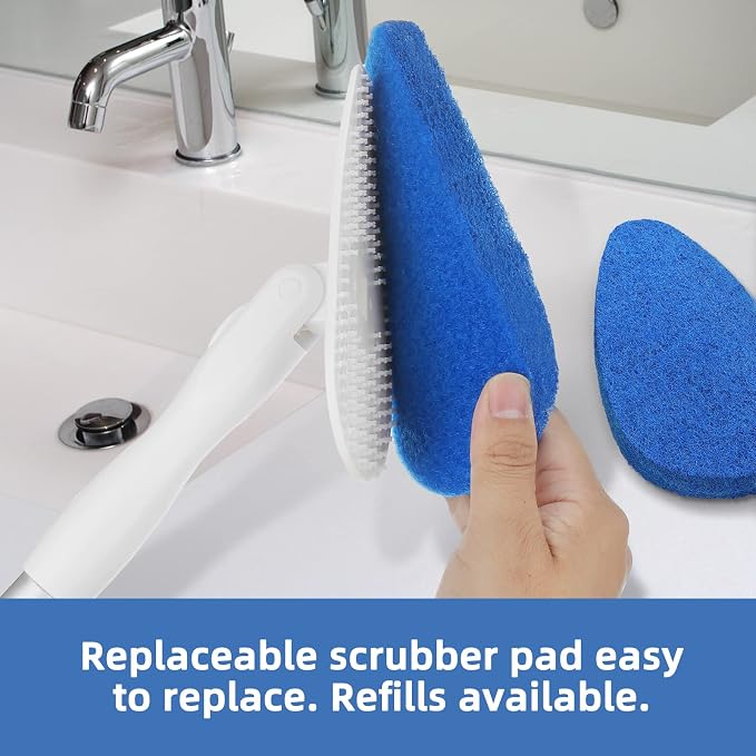 Qaestfy Shower Bathtub Tub and Tile Scrubber Brush with 51'' Adjustable Long Handle Cleaning Brushes Lock in Place Scrub Brush Head for Bathroom Wall Floor Scrubbing Model QAE008