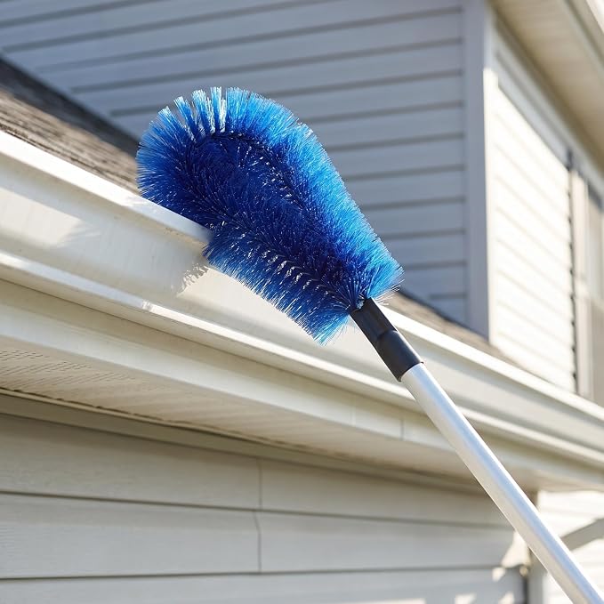 PartyKindom 2 PCS Angled Gutter Cleaning Brush Head Extension Pole Attachment for Roof Leaf Removal Outdoor Sweeper Window Dust Cleaner Tool House Eave Garage Debris Sweep Washer Accessory 11 inches