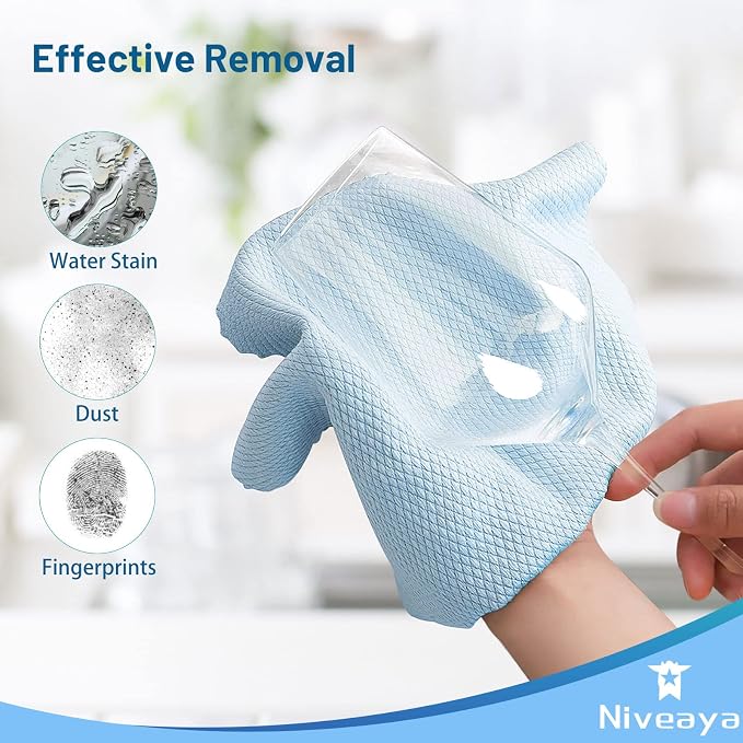 Niveaya 12 Pack Reusable Fish Scale Cloth, Microfiber Glass Cleaning Cloth | Quick Drying Polishing Cloth, Streak Free Lint Free Cleaning Rags for Glass Kitchen Window , Nano Cloth Magic Cleaning Towels