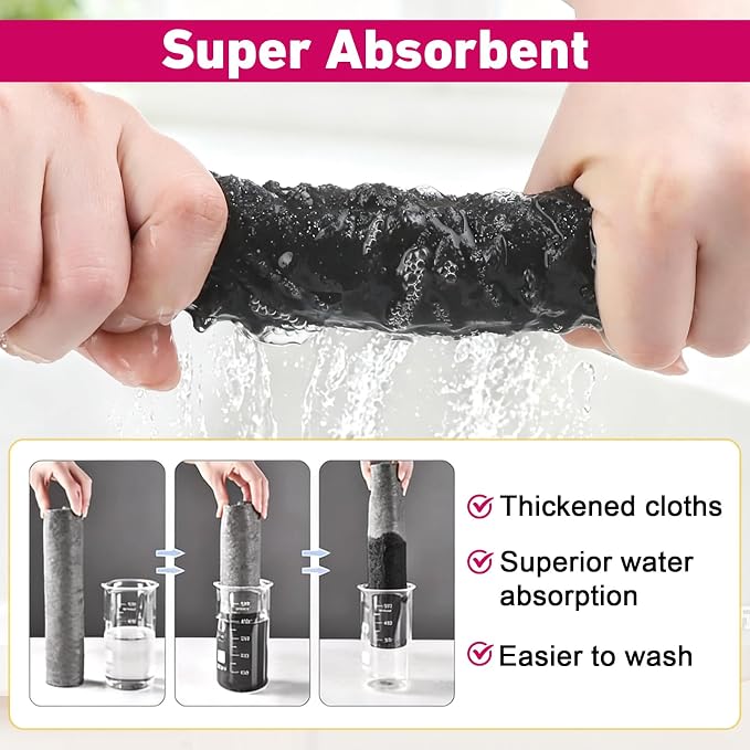 12PC Magic Cloth,Magic Cleaning Cloth, Reusable Microfiber Cleaning Cloth | Made of Thickened Microfiber, Lint-Free & Streak-Free, Reusable for Kitchen, Glass, Car Windows & More
