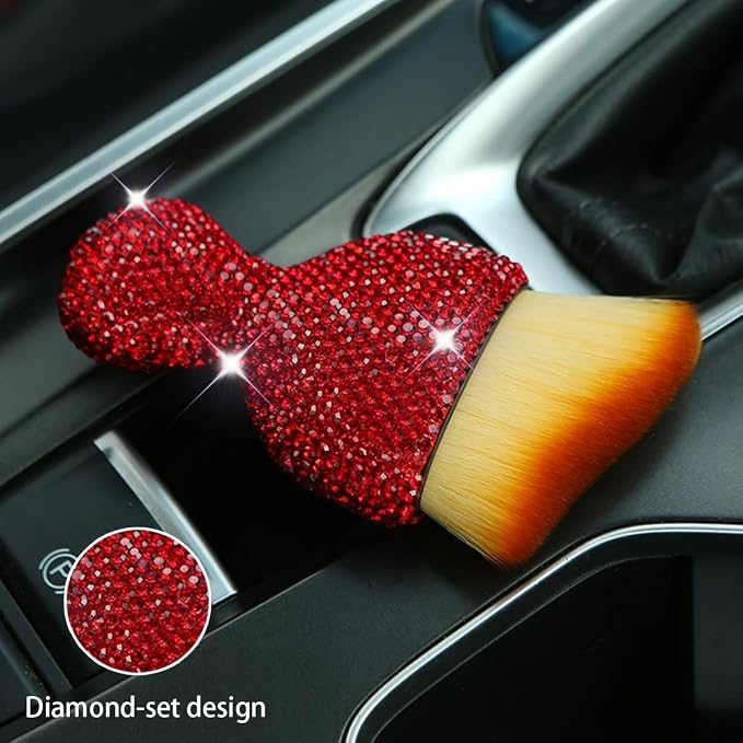 zipelo Diamond-Handle Car Detailing Dust Brush, Red | soft synthetic bristles, beveled profile reaches narrow gaps, scratch-free wet or dry use, compact storage, cleaning tools