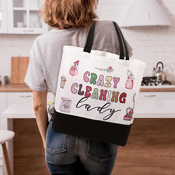 Paterr Housekeeping Gift Tote Bag and Makeup Bag Housekeeper Employee Appreciation Day Gift for Custodian Cleaner
