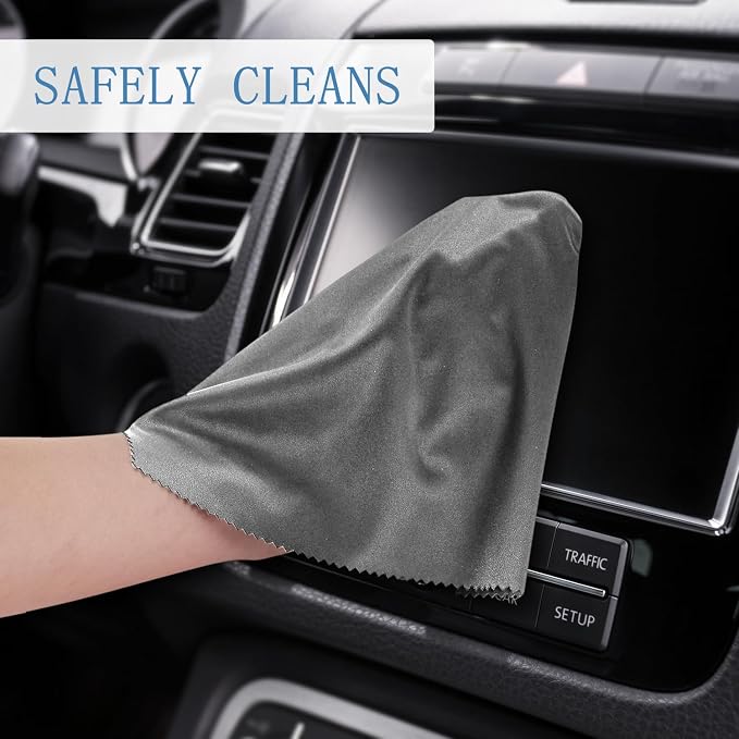 Frienda 12 Pack Microfiber Cleaning Cloth,Blue,Deep Gray | 12x12 Inch Large for Eyeglasses Screen Lens, Reusable Washable, Streak-free Lint-free, Cameras Phones Tablets Monitors
