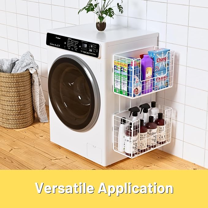 Magnetic Fridge Shelf, Fruit Potato & Onion Storage Bins, Pantry Organizers, Large Container Basket for Refrigerator, Kitchen Counter, Cabinet (2, White)