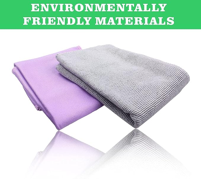 Longmann Set of 2 NΘrwex Basic Package Window Cleaning Cloth and Enviro Cloth Glass Cloth, Cleaning Cloth, Streaks Scratches Free (2 Purple and 2 Grey)