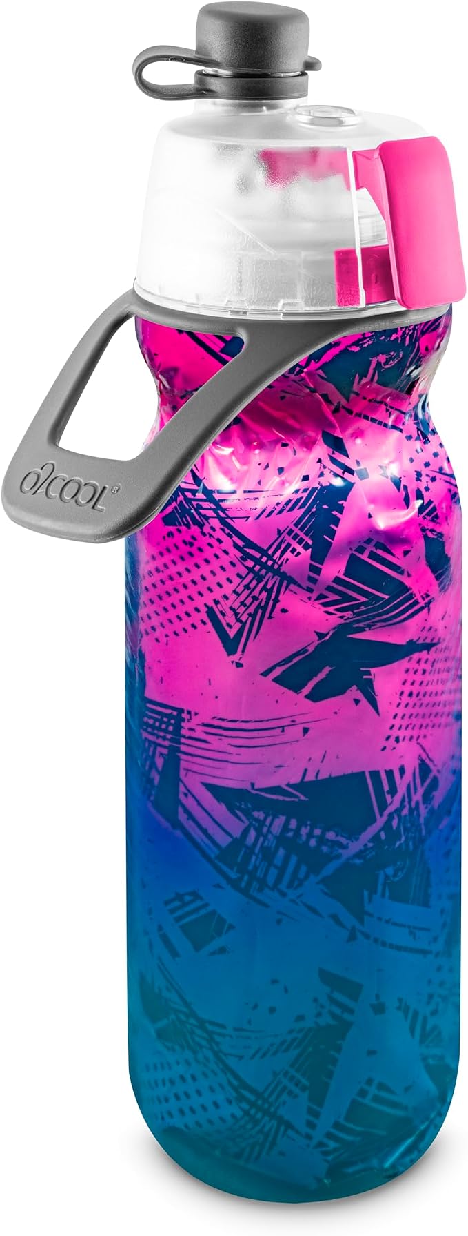 O2COOL Mist N Sip 20 oz Misting Sports Water Bottle Ombre Prism Pink