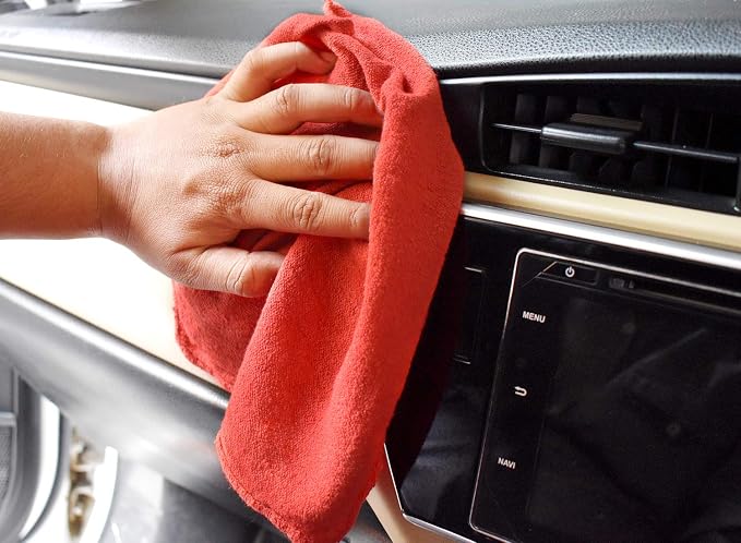 DAN RIVER Shop Towels 12x14 inc 50 Pack Red Terry Cloth Rags | Washcloths for Cleaning Cars & Household Surfaces Well Absorbent, Reusable Cleaning Rags Washable 60% Cotton 40% Polyester