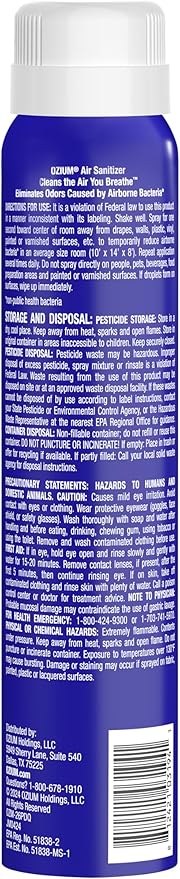 Ozium 3.5 Oz. Air Sanitizer and Odor Eliminator Spray | For Homes, Cars, Offices and More, Carbon Black Scent, 2 Pack