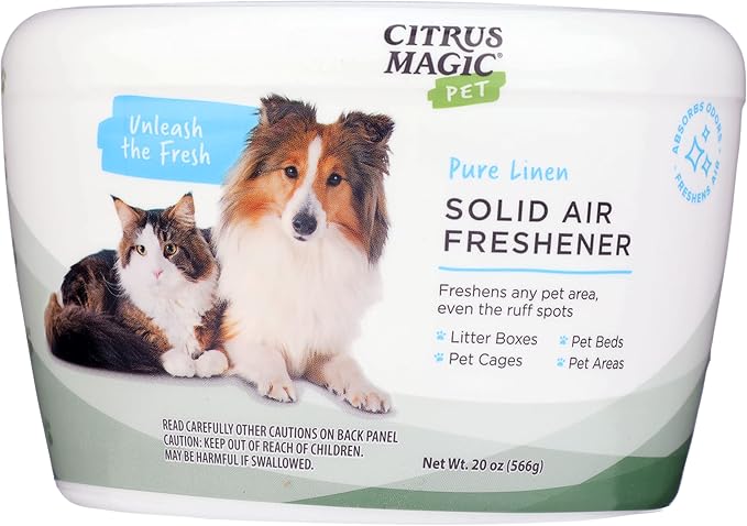 Citrus Magic Pet Solid Air Fresheners, Pure Linen, 20 Ounce, 2 Pack | Odor Absorbing, Passive Diffusion, Odor Elimination Up to 12 Weeks Each, Ideal for Dog & Cat Areas and Litter Boxes
