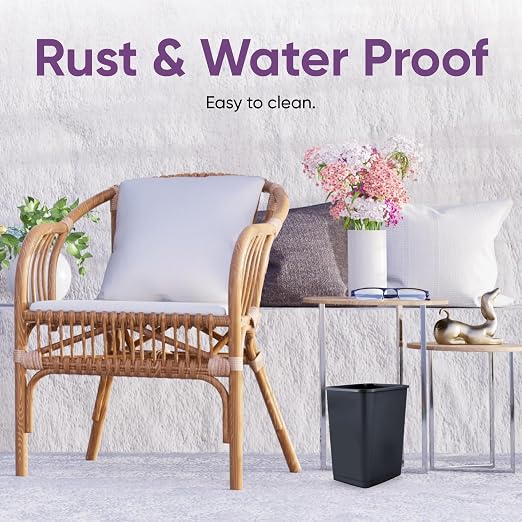 Superio Small 2.5 Gallon Plastic Trash Can, Waste Bin for Under Desk, Office, Bedroom, Bathroom- 10 Qt, (4, Dark Grey)