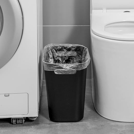 Plastic Small Bathroom Trash Can Wastebasket, 3.5 Gallon, Black, 3 Pack | Compact Sturdy Garbage Can for Bathroom, Laundry Room, Kitchen, Office, Kids Room, Dorm, Durable, Easy to Clean
