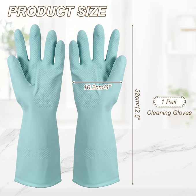 uxcell Rubber Cleaning Gloves, Reusable Household Dishwashing Long Rubber Gloves with Non-slip Grip