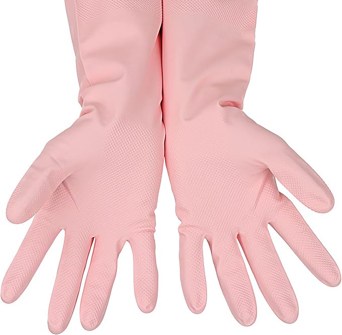 Latex Free Nitrile Cleaning Gloves, Large, 3 Pairs | 12 Mil Thick, Reusable Gloves with Non-Slip Grip, Waterproof for Dishwashing, Kitchen, Bathroom & Household Cleaning