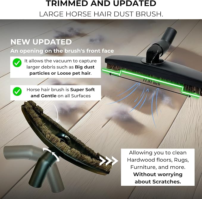 for Shark Navigator NV360 NV356E NV352 NV350 NV355 Vacuum: Hardwood Floor Brush Head, Horsehair Dust Brush Attachment plus Vacuum Extension Wands (for Shark Navigator NV360 NV356E NV352 NV350 NV355)