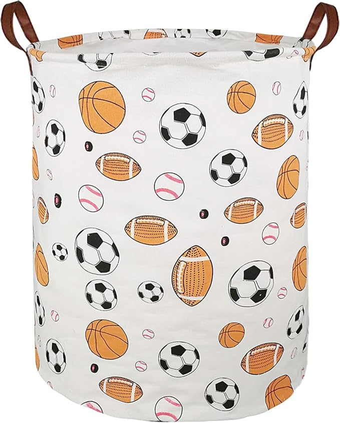 Collapsible Laundry Basket in Bedroom Waterproof Laundry Hamper in Bathroom Large Laundry Bag in College Dormitory Cloakroom Livingroom Nursery Organizer Toy Bin Football-008