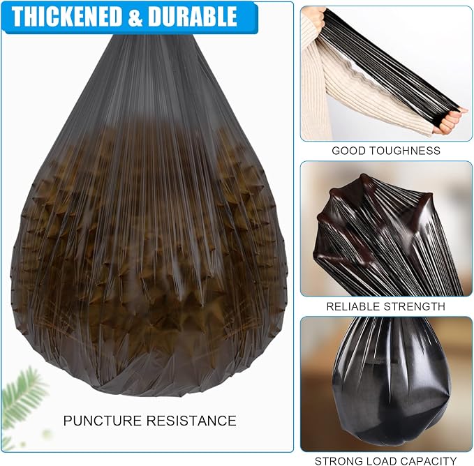 FORID Small Black 4 Gallon Trash Bags, 110 Count, Unscented, Durable PE Material, Leak-proof, Fits 11.3" Diameter Cans, Ideal for Bathroom, Kitchen, Office