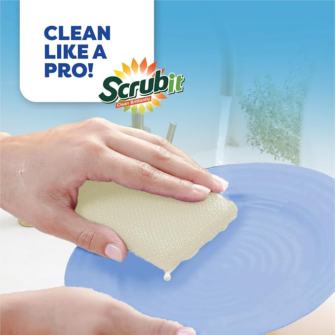 Multi-Purpose Scouring Pad by Scrub-It - Non-Scratch Cleaning Dobie Pads for Pots, Pans, Dishes, Utensils & Non-Stick Cookware - Sponge Scrubbers Use for Kitchen, Bathroom & More (6 Pack)