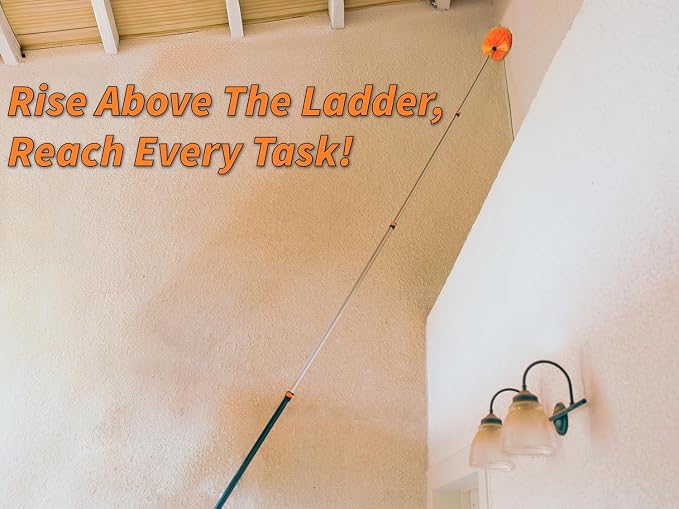 36 Foot High Reach Duster Kit with 5-30 ft Extension Pole for Cleaning | High Ceiling Dusting & Window Cleaning Kit with Telescopic Pole, Window Washer Squeegee, Cobweb Duster, Fan & Feather Dusters