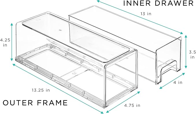 Sorbus Clear Stackable Storage Drawers with Handles (Small + Wide, 4 Pack) | Easy-access plastic organization for pantries, offices, bathrooms and closets; supports sorting and visibility.