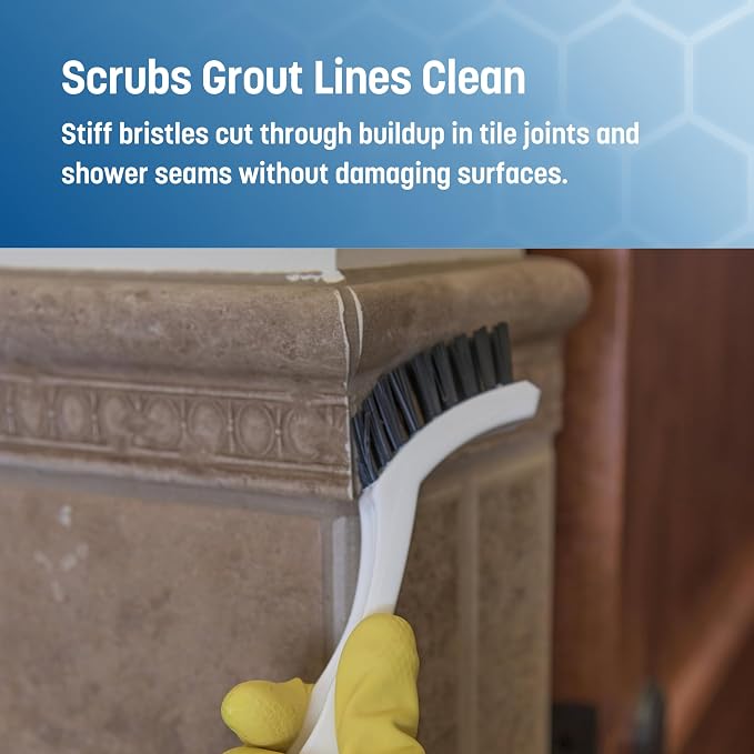 SPARTA Grout Brush with Stiff Nylon Bristles, 8 Inch, White, 24-Pack | Flo-Pac, Stiff Crimped Nylon Bristles, 2.75-Inch Brush Section, Narrow Crevices, BPA Free